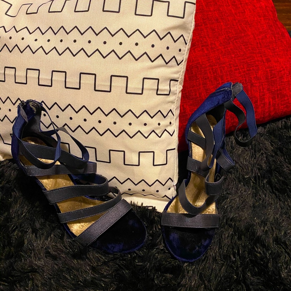 Navy Blue Velvet Heels